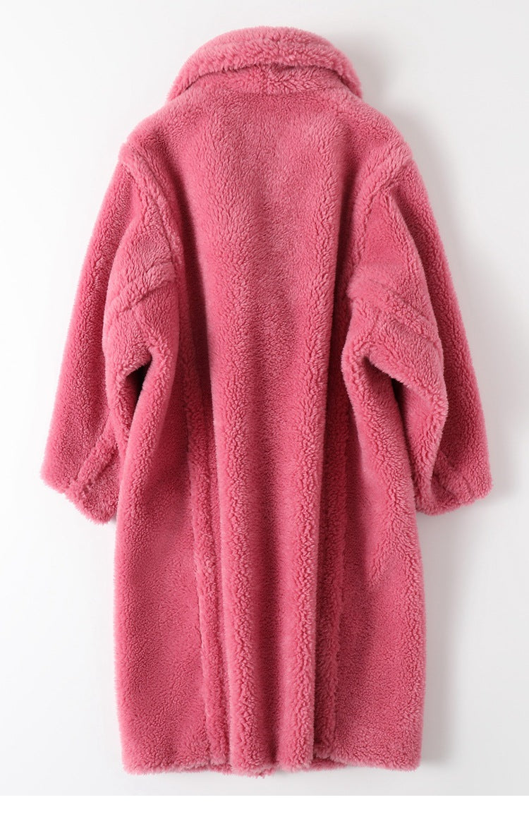 Max Mara Style Teddy Bear Icon 100% Wool&Cashmere Coat–Pink
