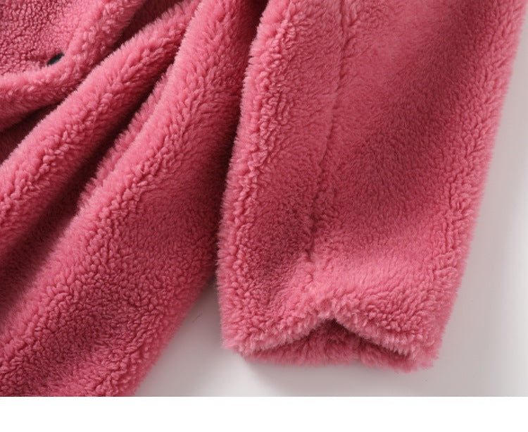 Max Mara Style Teddy Bear Icon 100% Wool&Cashmere Coat–Pink with Hood