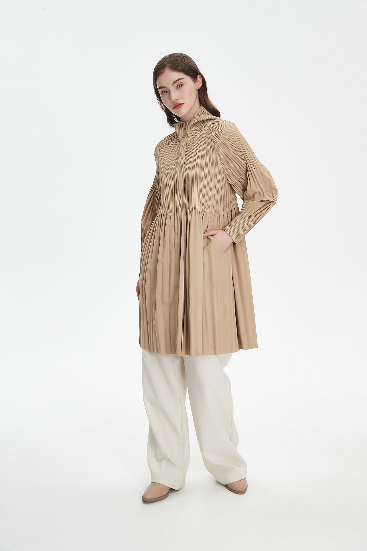 PLEATS PLEASE ISSEY MIYAKE Style Hooded Coat for Women – Lightweight & Breathable