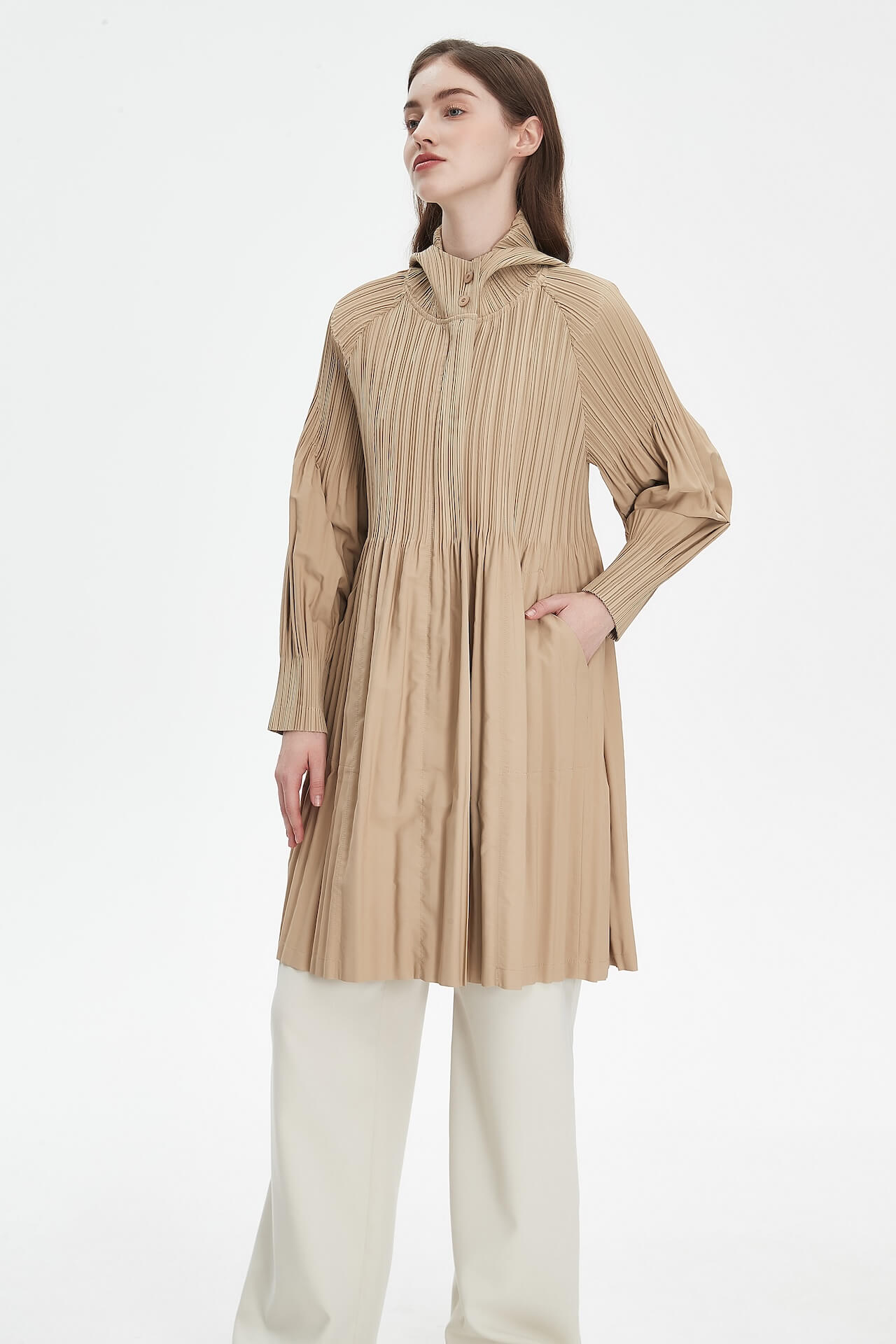 PLEATS PLEASE ISSEY MIYAKE Style Hooded Coat for Women – Lightweight & Breathable