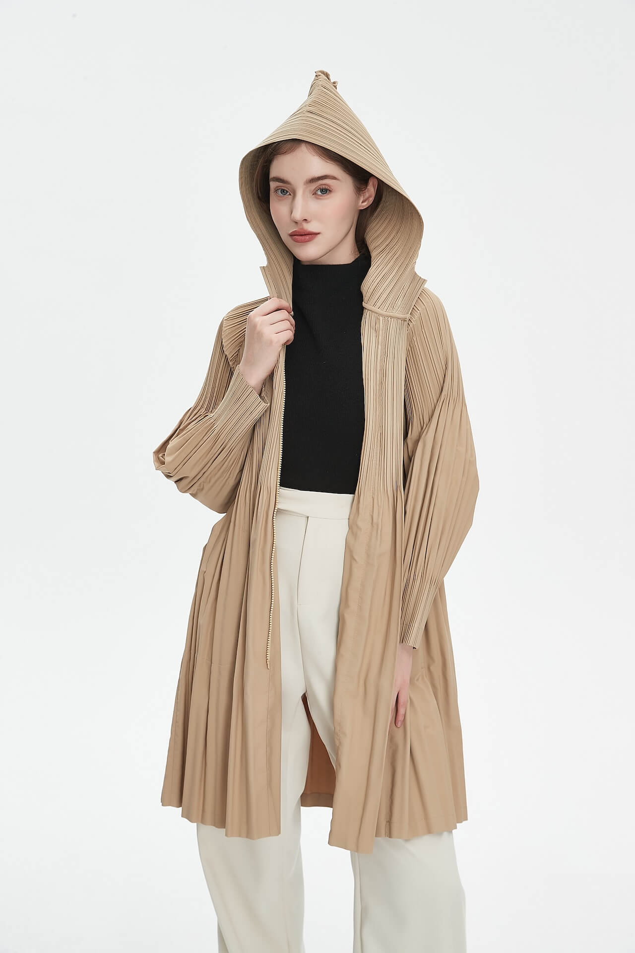 PLEATS PLEASE ISSEY MIYAKE Style Hooded Coat for Women – Lightweight & Breathable