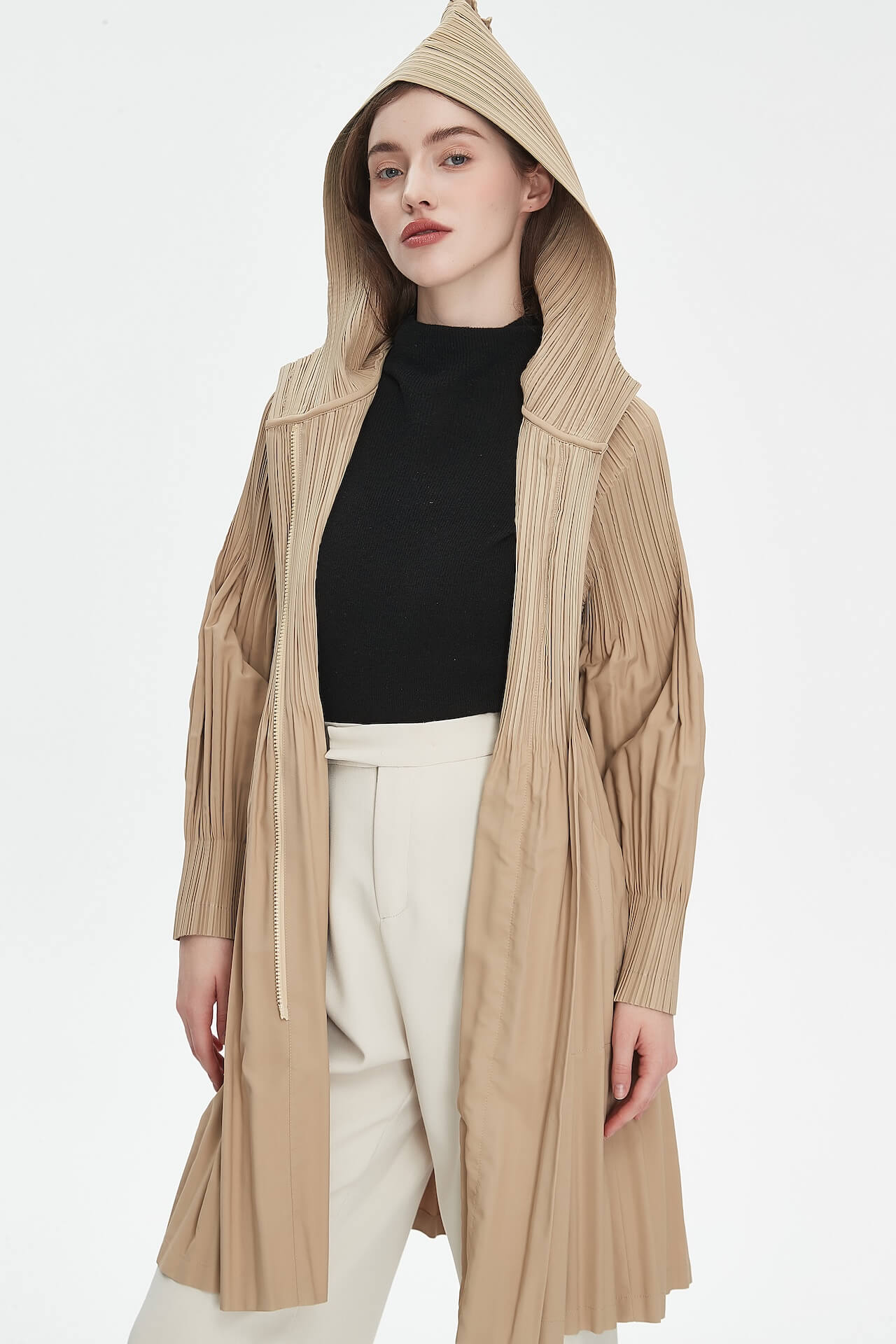 PLEATS PLEASE ISSEY MIYAKE Style Hooded Coat for Women – Lightweight & Breathable