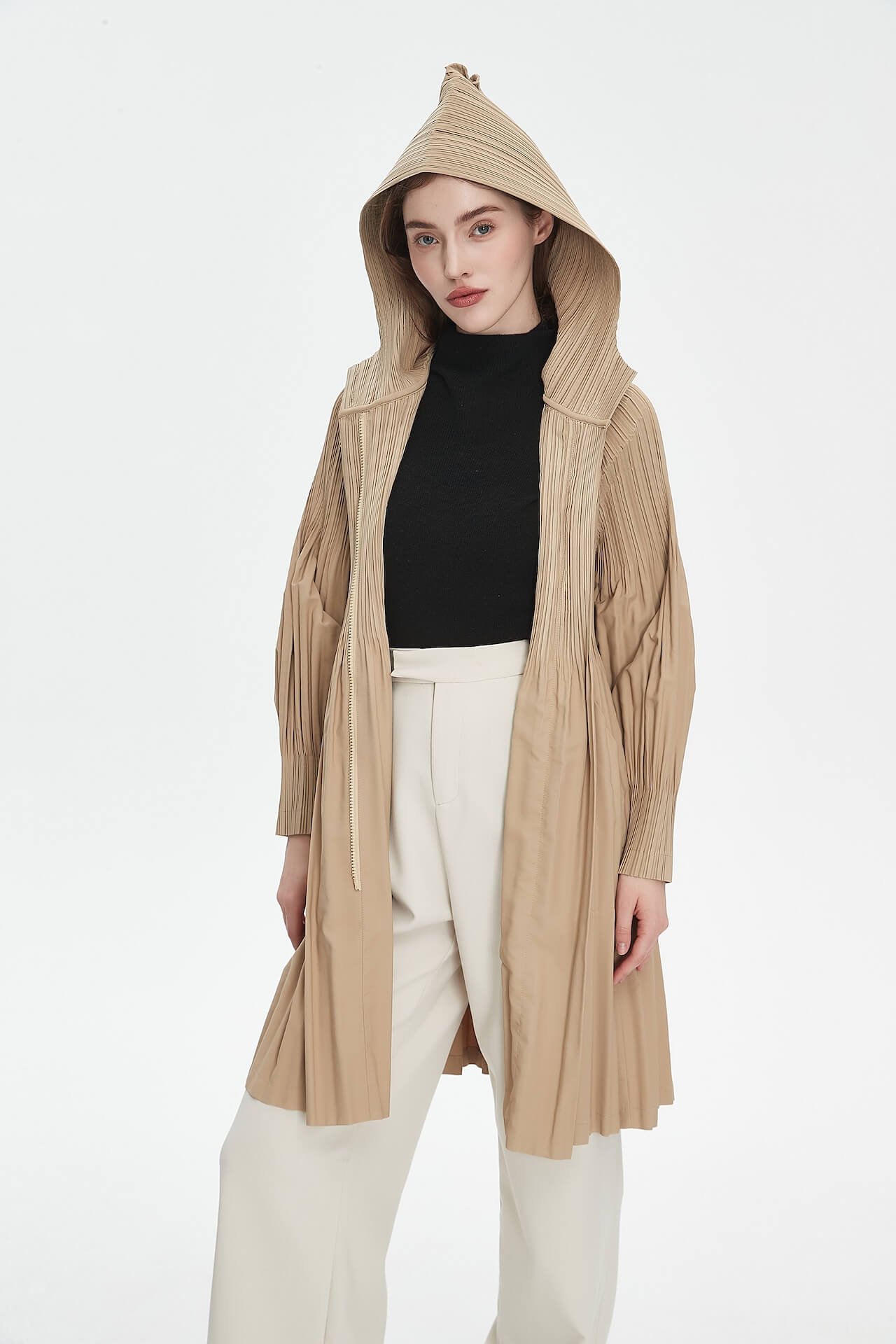 PLEATS PLEASE ISSEY MIYAKE Style Hooded Coat for Women – Lightweight & Breathable