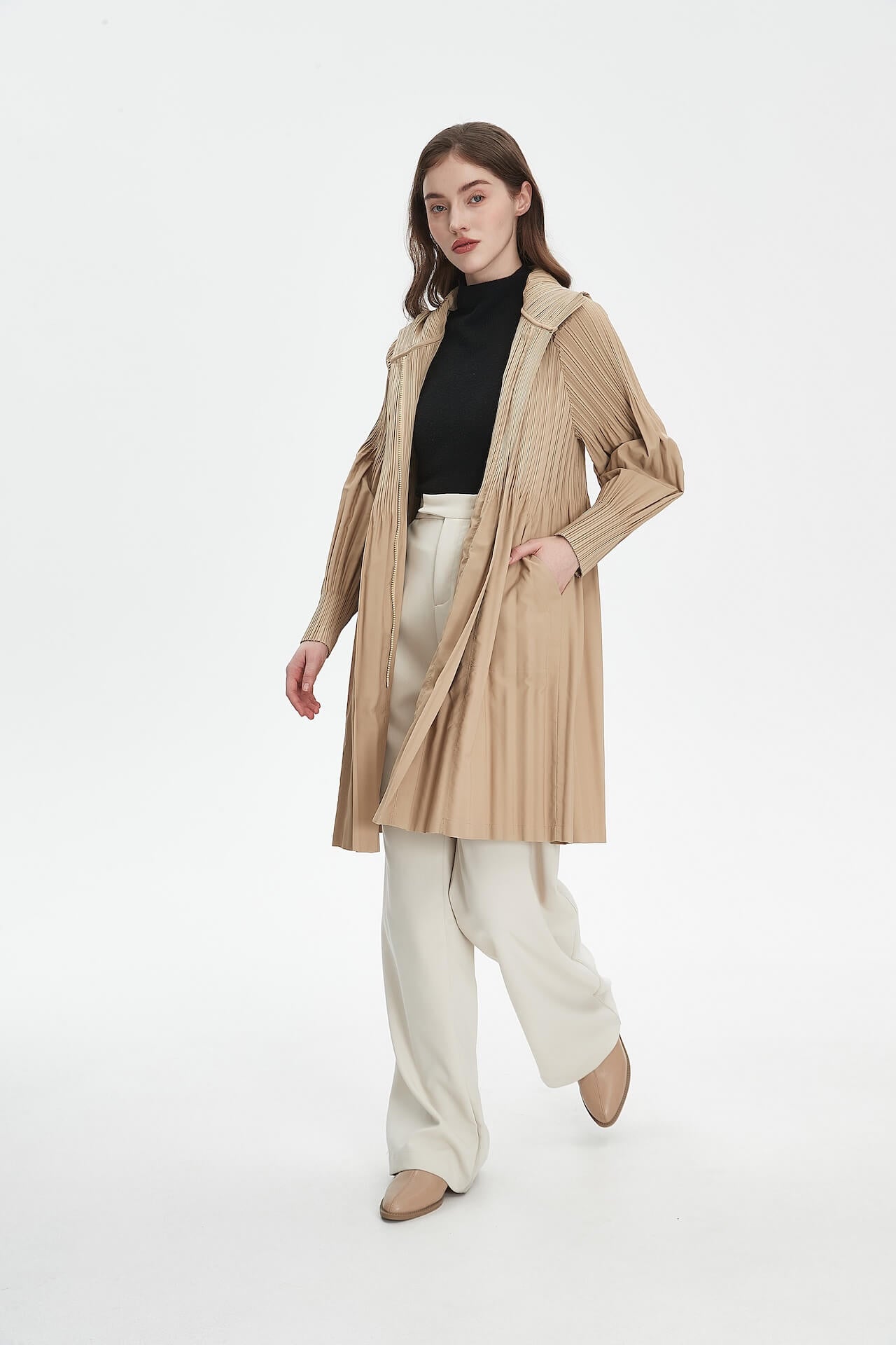 PLEATS PLEASE ISSEY MIYAKE Style Hooded Coat for Women – Lightweight & Breathable