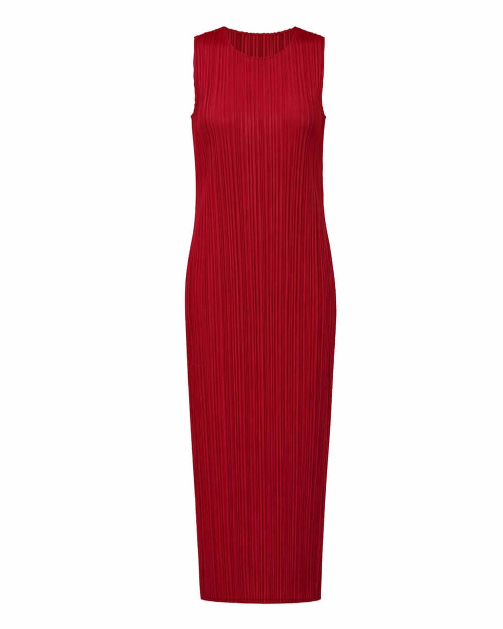 Pleats Please By Issey Miyake Pleated Midi Dress Maternity Friendly-Wine Red